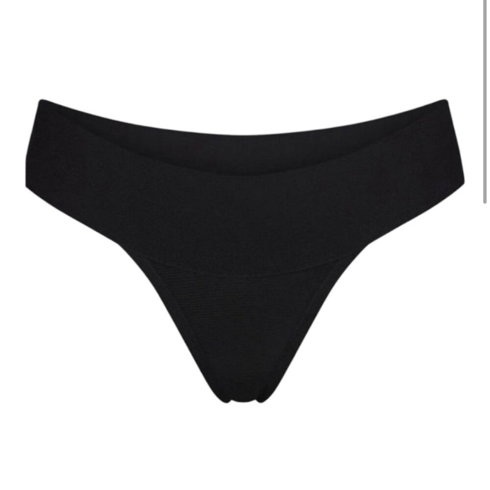Skims Knit Swim Cheeky Bikini Bottom Onyx 4X
